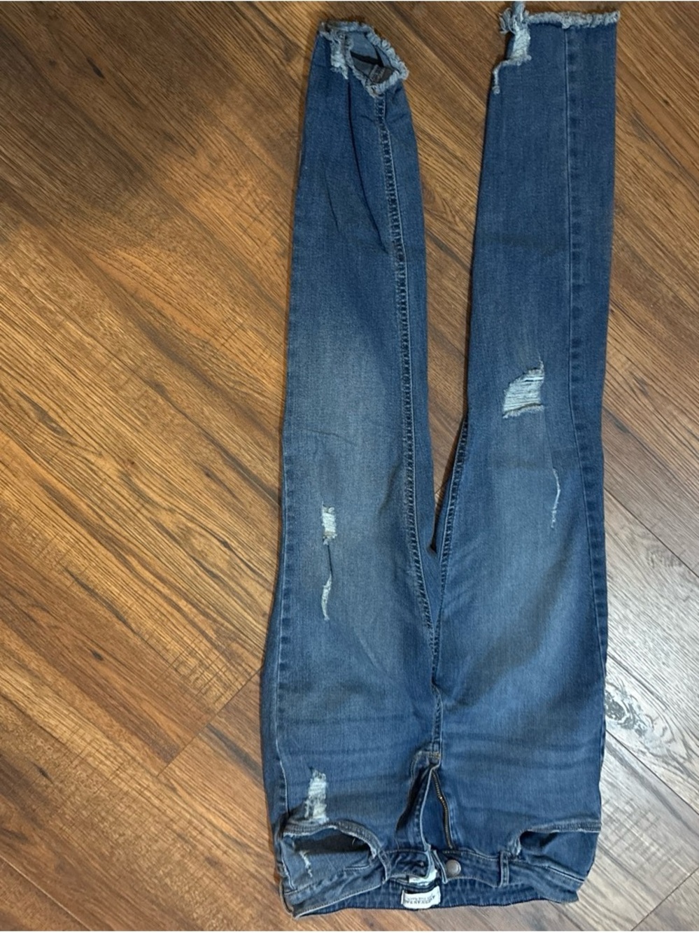 American Rag Straight-Leg Distressed Blue Women's Jeans